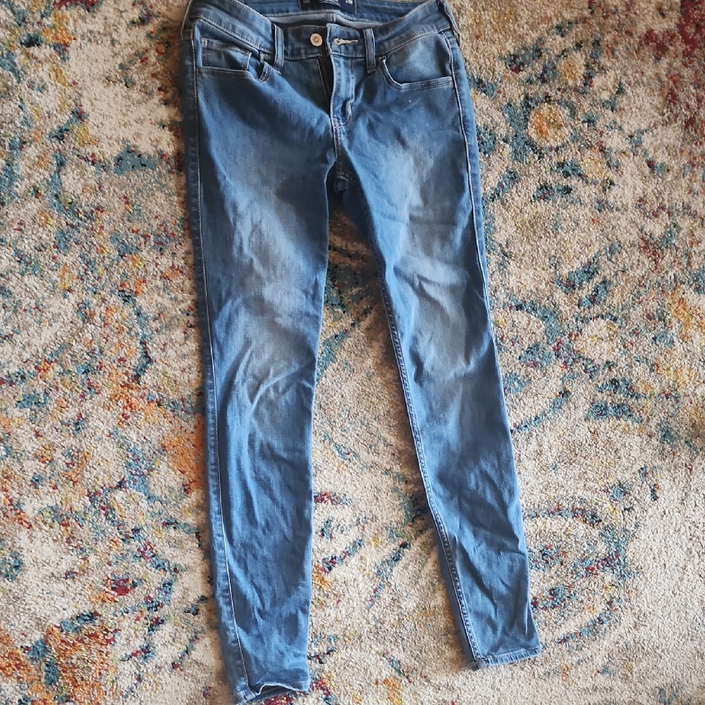 Hollister Blue Skinny Jeans Distressed Look